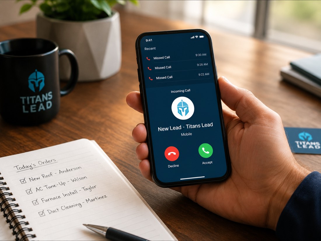 Real customer call notification on a service business owner's phone