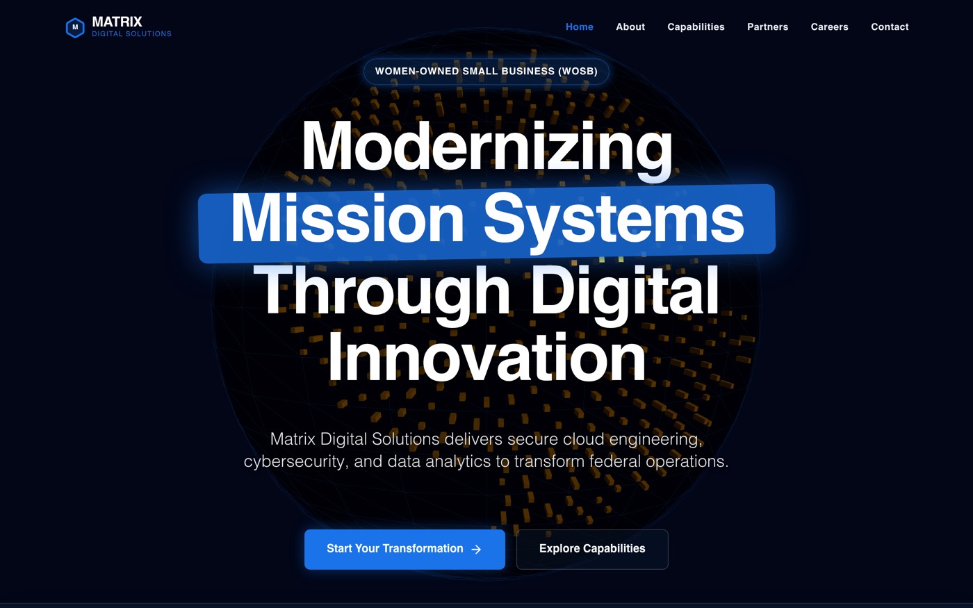 Matrix Digital Solutions website — government contracting